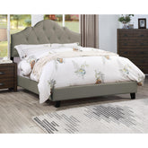 Odyssey Arch 1pc Queen Size Bed Adjustable HB Grey Polyfiber Tufted Upholstered Wooden Bedframe Bedroom Furniture