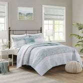 Harmony 4 Piece Seersucker Quilt Set with Throw Pillow