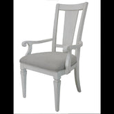 Sanctuary Light Gray Linen & Weathered White Finish Arm Chair (Set of 2)