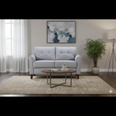 Light Grey Loveseat Sofa, 2-Seater Couch, Mid-Century Upholstered Sofa for Living Room