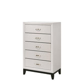 1pc Contemporary 5-Drawer Tall Chest White Finish Wooden Bedroom Furniture