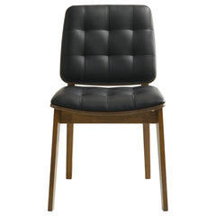 Black and Natural Walnut Tufted Back Side Chairs (Set of 2)