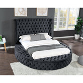SAGA King Size Tufted Upholstery Storage Bed made with Wood in Black