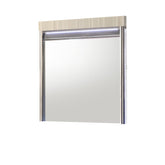 Earth Modern Style Mirror with LED in Gray with clean linear detailing(INCLUDES MIRROR ONLY NOT DRESSER)