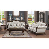 Polyxena Traditional Style 2PC button tufted Living Room Set Ivory