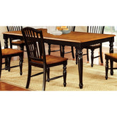 Two-Tone Finish Antique Oak And Black Elegant Country Style 1pc Dining Table Dining Room Wooden