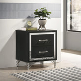 Vault Black 2-drawer Nightstand Bedside Table