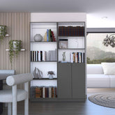 Nebula 2 Piece Home Bookcase set, 49" Wide with 9 Shelves , Living Room Matt Gray / White