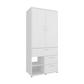 Vista Armoire with Double Doors, Interior Hanging Rod, Shoe Racks and Multiple Drawers, Freestanding Wardrobe