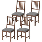 Set of 4 Dining Chairs, Upholstered Dining Room Chairs with Rubberwood Legs for Kitchen, Farmhouse Walnut