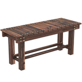 Garden Bench 0.8" Seater Outdoor Bench with Storage Shelf 35.4" Carbonized Wood