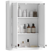 Bathroom Cabinet Wall Mounted, Modern Bathroom Wall Cabinet with 2 Doors and 2 Adjustable Shelves, White