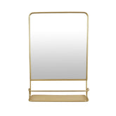 Sonata Wall Mirror Decoration with Shelf, 17 x 24, Gold Metal