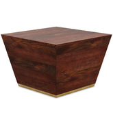 Myth 28 inch Wide Solid Mango Wood Square Coffee Table in Cognac Brown