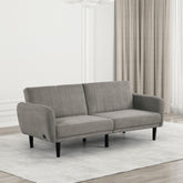 Clytemnestra Sofa Gray Color Converts into Bed Tufted Fabric Iron Leg Back Support 1pc Sofa Pocket Coil