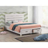 Mirage Coastal White Queen Storage Panel Bed