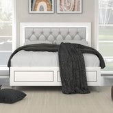 Iphigenia and White Queen Bed with LED Light Padded Headboard