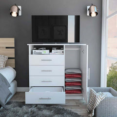 Showcase 5-Shelf Wall Mounted Shoe Cabinet with Mirror Door White