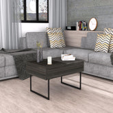 Lift Top Coffee Table, One Drawer, Two Legs, Carbon Espresso / Onyx
