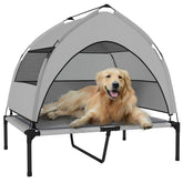 Elevated Dog Bed with Removable Canopy, Portable Outside Raised Pet Cot with Cooling Pad, Storage Bag, 36" x 29.5" x 35"