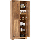 72" Farmhouse Pantry Cabinet, Freestanding Food Pantry Cabinet with Adjustable Shelves, Brown