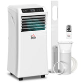 8000BTU Mobile Portable Air Conditioner with Cooling, Dehumidifier, and Ventilating with Remote Control, 2 Speed Fans, 24-Hour Timer for Bedroom, Living Room, Home Office, White