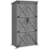 Wooden Outdoor Storage Cabinet Garden Shed with Waterproof Asphalt Roof and Lockable Doors, Gray