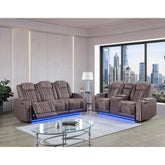 Epic Brown 2PC Power Reclining Sofa and Loveseat with Power Headrest, LED and more