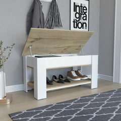 Clytemnestra 1-Shelf Lid Top Storage Table Light Oak and White