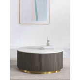Demeter White and Charcoal Round Marble Top Coffee Table