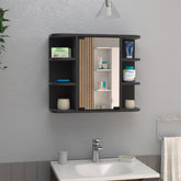 Display Cabinet 19" H, Six External Shelves, Three Interior Shelves, Black