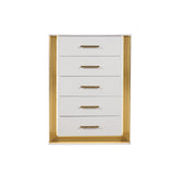Epimetheus Contemporary Style 5-Drawer Chest Made with Wood & Gold Finish