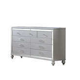 Utopia Mirror Framed 6-Drawer Dresser Made With Wood in Silver Color (INCLUDES ONLY DRESSER)