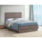Pinnacle Oak Slatted Headboard Queen Panel Bed