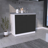 Pandora Sink, Double Door Cabinet, Two Shelves, White / Black