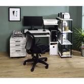 Moon Antique White & Black Finish Computer Desk