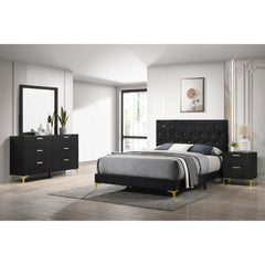 Paris Black/Gold 4-piece Tufted Panel Queen Bedroom Set