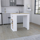 Agamemnon Kitchen Island with 3-Side Shelves