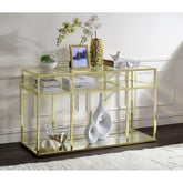 Hephaestus Clear Glass & Gold Finish Sofa Table