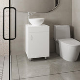 Aegisthus 18" Wide Free Standing One Door Vanity, With Vessel Porcelain Sink, Bathroom Storage, White