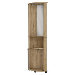 Pluto 2-Door 2-Shelf Corner Bar Cabinet with Glass Rack Macadamia