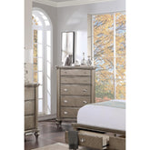 Luxury Classic Antique Silver / Champagne Finish 1pc Chest of Drawers Storage Space Bedroom Furniture