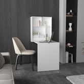 Jupiter 33" Wide x 23" Deep folding Table with Four Shelves, Floating Table, Retractable Table, Floating Desk, Ironing Table White