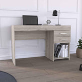 Showcase Two Drawer Computer Desk, One Lower Shelf -Light Gray