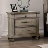 Zenith Oak Finish Nightstand Round knob Ball Bearing Glide Bun Feet Transitional Bedroom Furniture