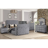 Vertex Modern Style Tufted and Upholstered King 5PC Bedroom set made with wood in Gray