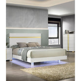 White 1pc Queen Size Bed Underbed LED Modern Bedroom Furniture Acrylic Trim Mattress Ready Bedframe