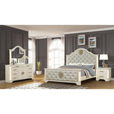 Treasury Queen 4 Pc Unique LED Bedroom Set made with Wood in Beige