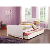 Twin Size Bed w/ Trundle Slats White Pine Plywood Kids Youth Bedroom Furniture