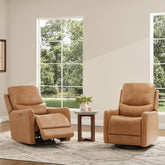 Chronicle 30" Swivel Power Recliner Arm Chair Saddle Brown Faux Leather